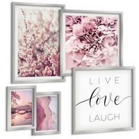 BILDER SET 5er Set - 50x50 cm & 20x30 cm & 40x60 cm Silberner Rahmen - Italienische Sonnenuntergänge - Silberfarben, Kunststoff (40/60cm) - TULUP