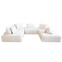 MODULSOFA WIOLO SOFT 5 MODULE 5 KISSEN Cremeweiß Cord - Creme/Schwarz, Kunststoff/Textil (333/84/222cm) - KAWOLA