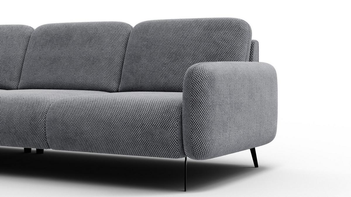 ECKSOFA FEBE 4-Sitzer links, grau - Schwarz/Grau, Holz/Textil (264/157cm) - Wozimo