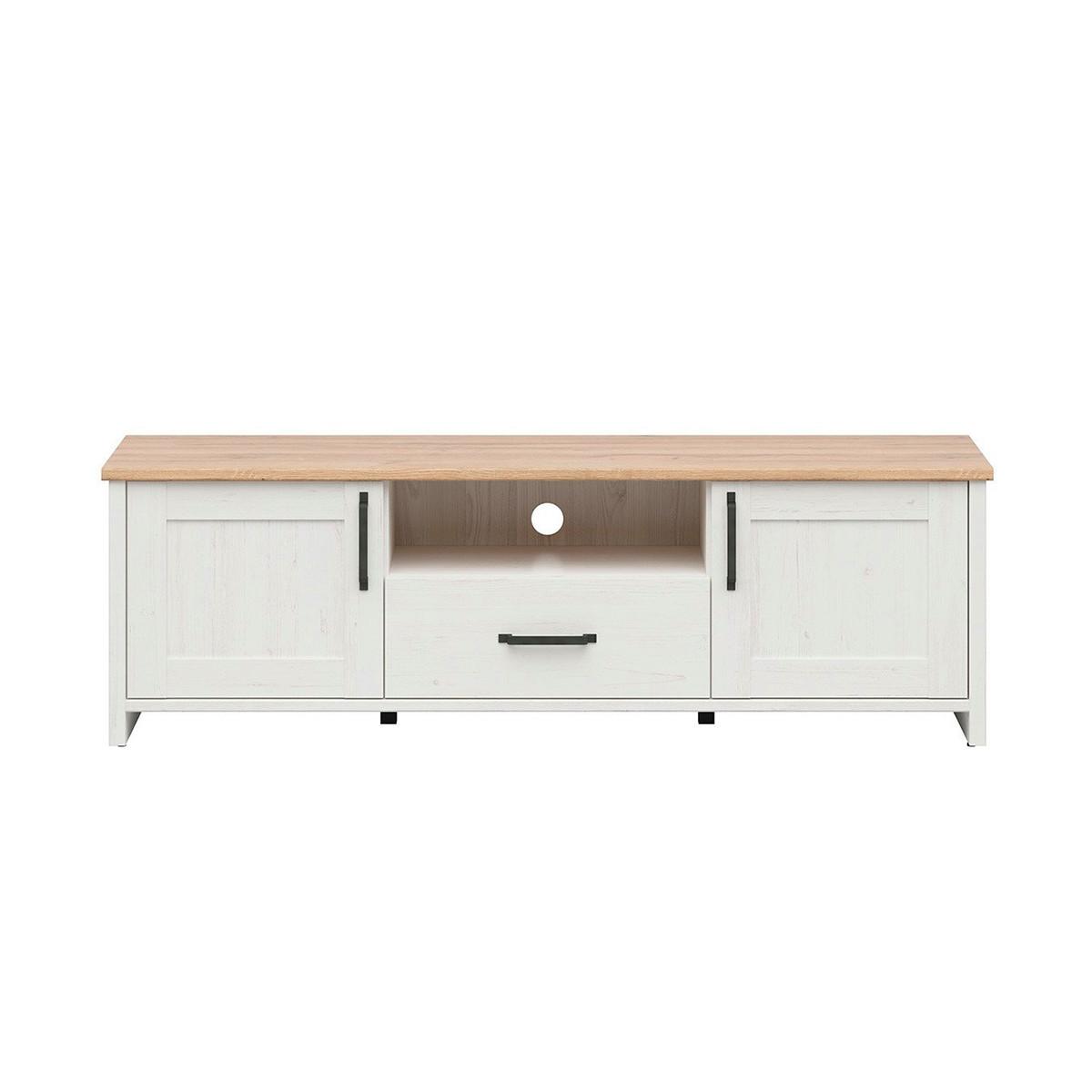 TV-MÖBEL Aksel Weiß und Holz - Weiß, Holzwerkstoff (160/51/44cm) - Petits-meubles