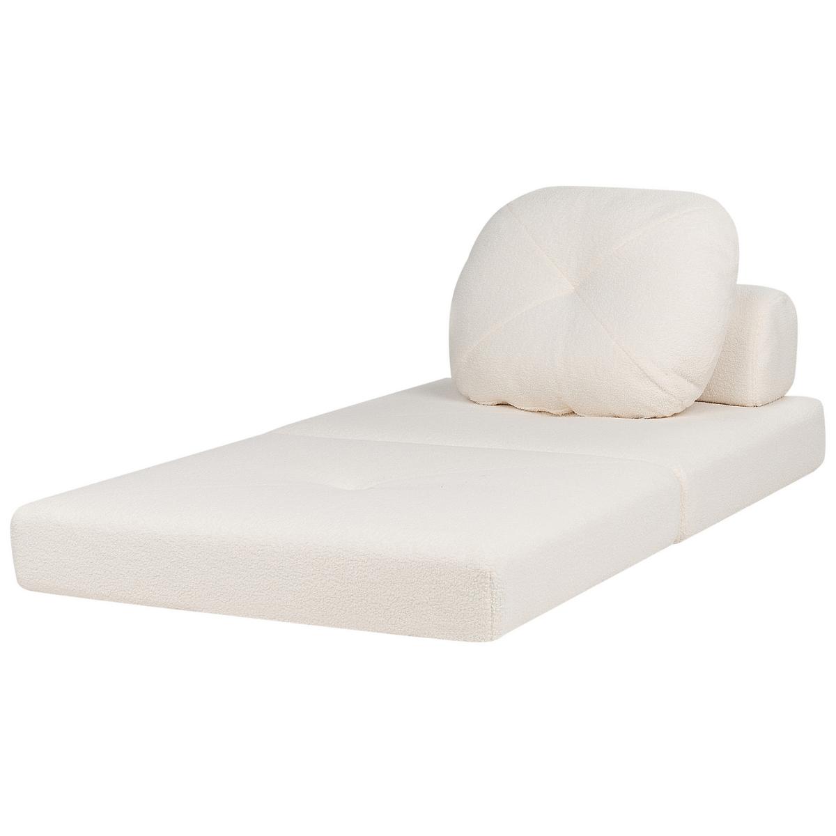 1-SITZER BODENSOFA Bouclé weiß mit Schlaffunktion Olden - Weiß, Textil (81/54/91cm) - Beliani