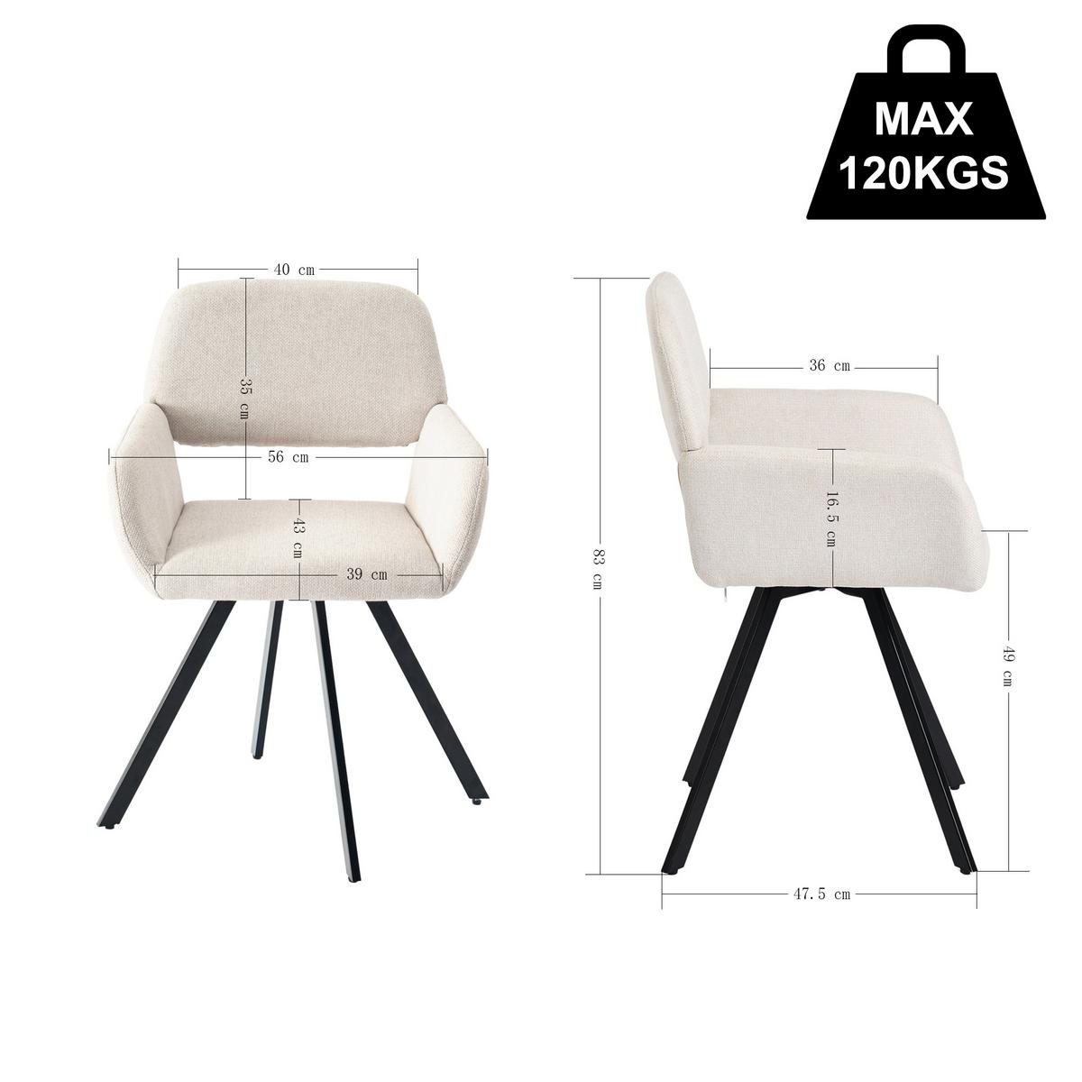 ESSZIMMER SET aus ausziehbarem Tisch und mit 4 drehbaren Stühlen - Beige/Schwarz, Holzwerkstoff/Metall (80/75/160cm) - Urban Meuble