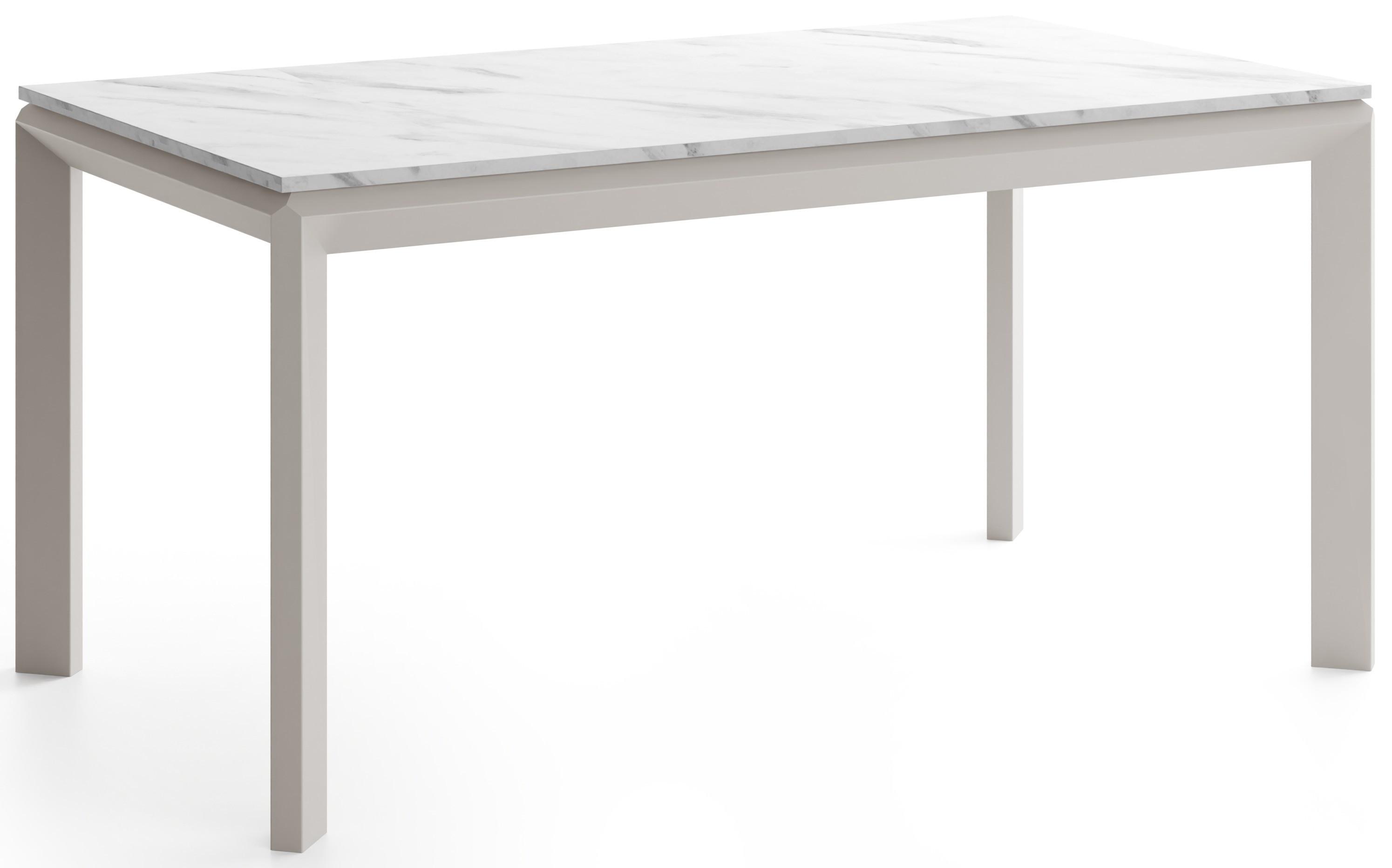 ESSTISCH Elan rechteckig ausziehbar verlängerbar mit Schwarzen Metallbeinen, Marmor Weiß 160-250/90/76 cm - Ecru/Kaschmir, Holzwerkstoff/Metall (90/250/76cm) - WFL GROUP