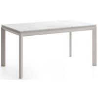 ESSTISCH Elan rechteckig ausziehbar verlängerbar mit Schwarzen Metallbeinen, Marmor Weiß 160-250/90/76 cm - Ecru/Kaschmir, Holzwerkstoff/Metall (90/250/76cm) - WFL GROUP