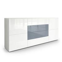 SIDEBOARD Rova Weiß Hochglanz / Grau Hochglanz - Weiß Hochglanz/Anthrazit, Holzwerkstoff (166/72/35cm) - Vladon