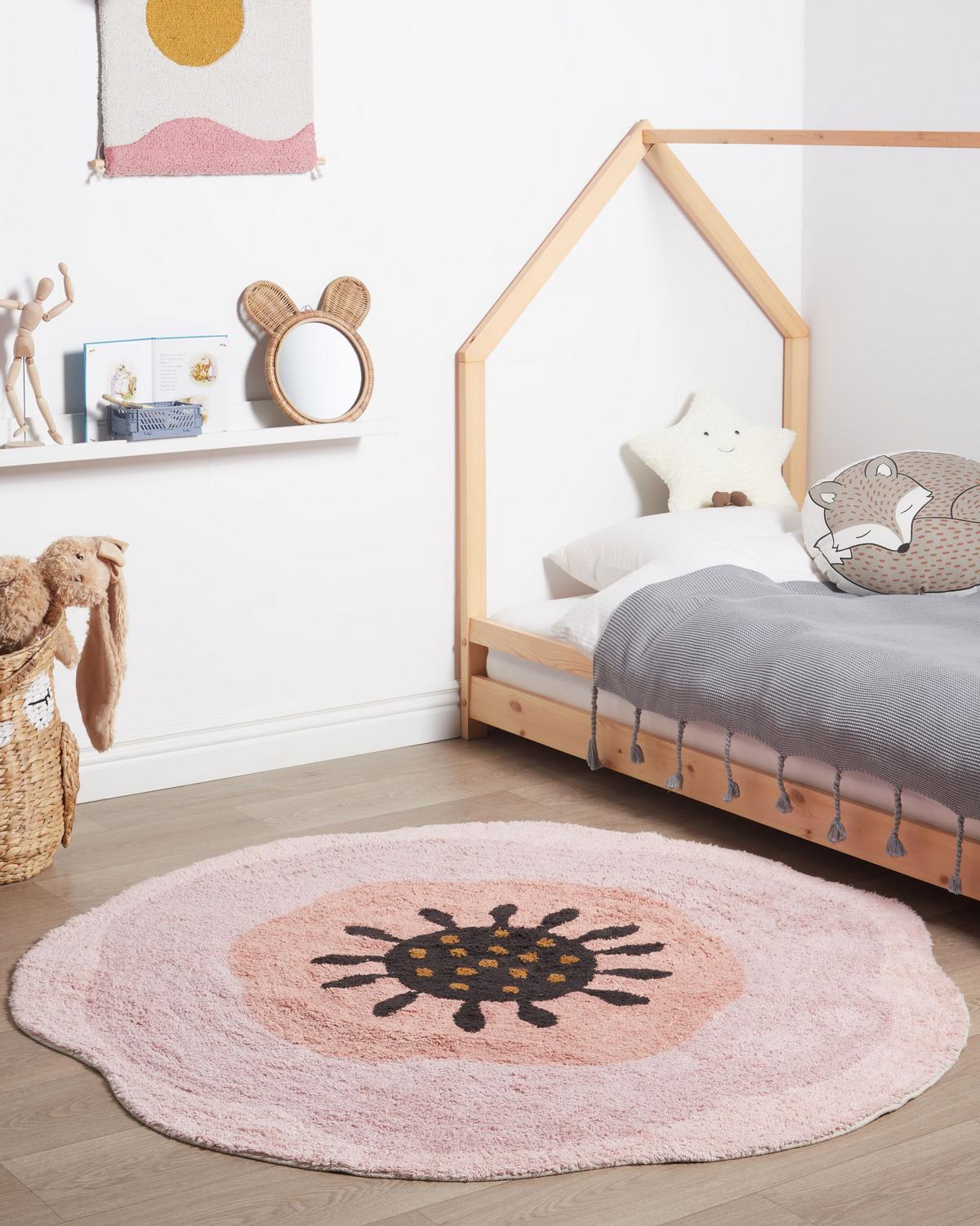 KINDERTEPPICH Pastellrosa 140 cm Baumwolle Kharat - Pink, Textil (140/140cm) - Beliani