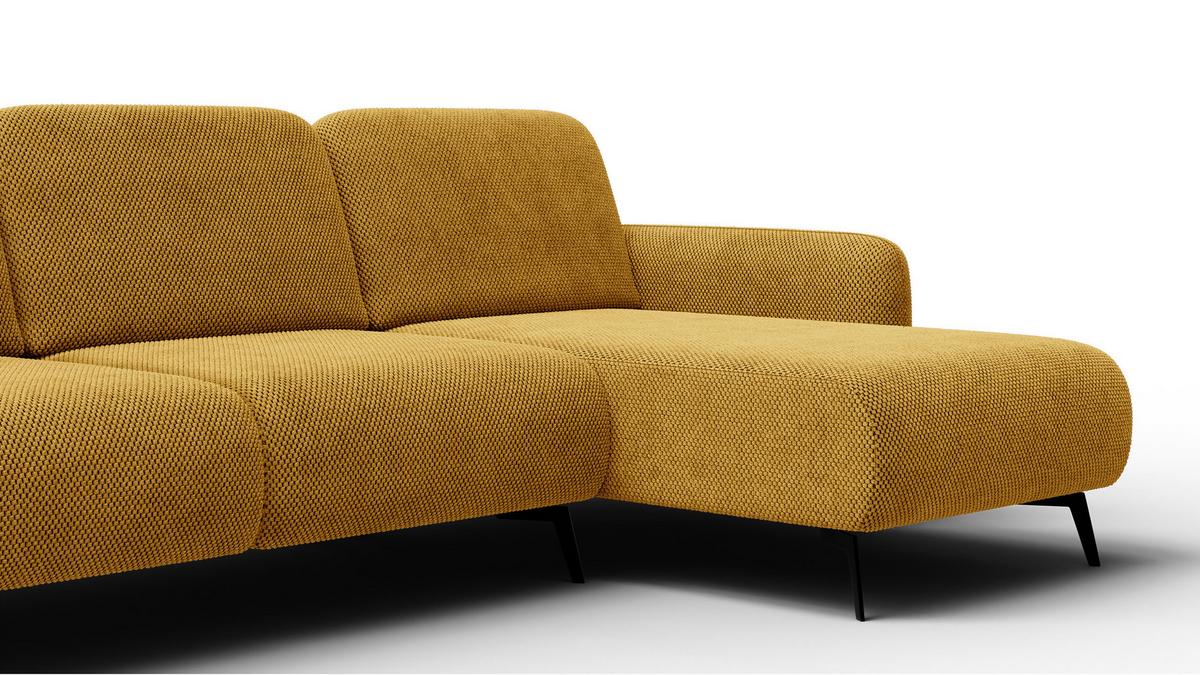 ECKSOFA FEBE 4-Sitzer rechts, dunkelgelb - Gelb/Schwarz, Holz/Textil (264/157cm) - Wozimo