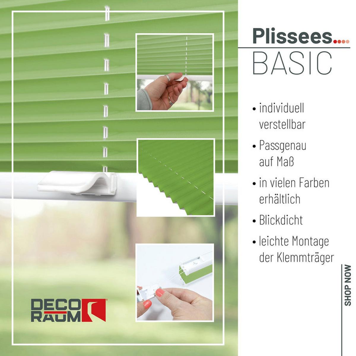 PLISSEE Basic 90 x 150cm Klemmfix ohne Bohren - Grün, Textil (90/150cm) - Deco-Raum