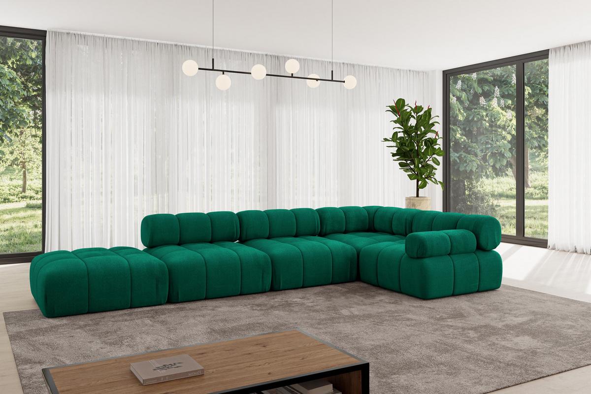 ECKSOFA modulares Sofa Felto-L2 - 380x190x70 cm Dunkelgrün Velours - Dunkelgrün, Holzwerkstoff/Textil (380/190cm) - ALTDECOR