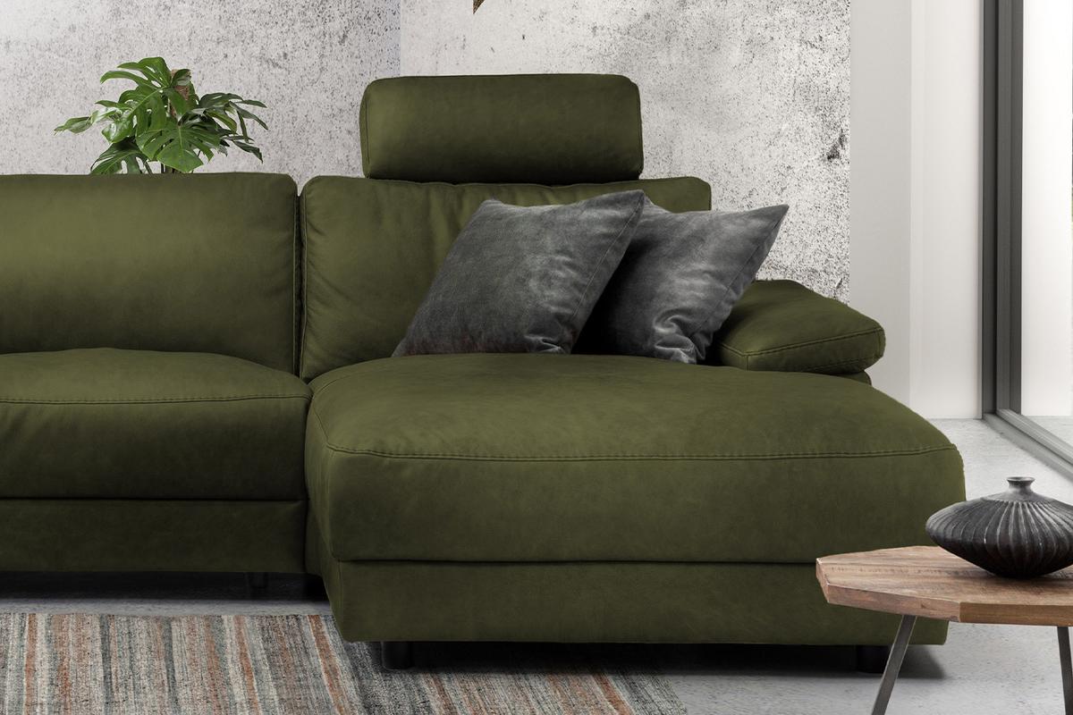 ECKSOFA XL MOTORISCHER RELAXFUNKTION LOLA Dunkelgrün Webstoff Relaxfunktion - Dunkelgrün/Schwarz, Textil (304/178cm) - KAWOLA