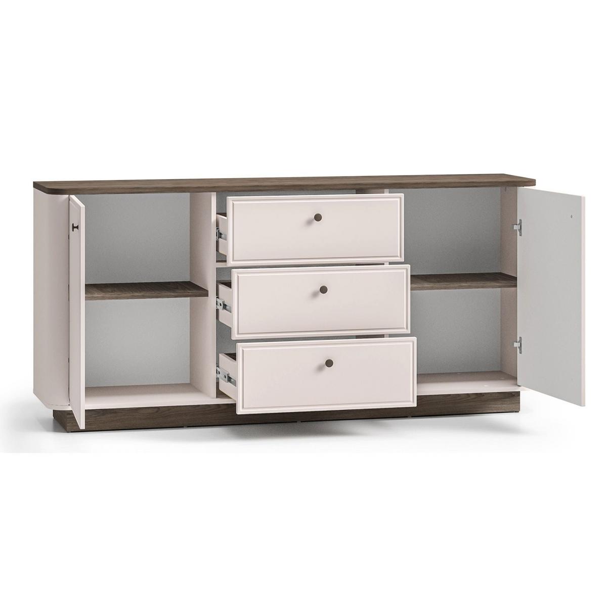 SIDEBOARD Vilavio Kaschmir/Eicheoptik Dunkel 180 cm - Taupe/Dunkelbraun, Holzwerkstoff/Metall (180/85/40cm) - Selsey
