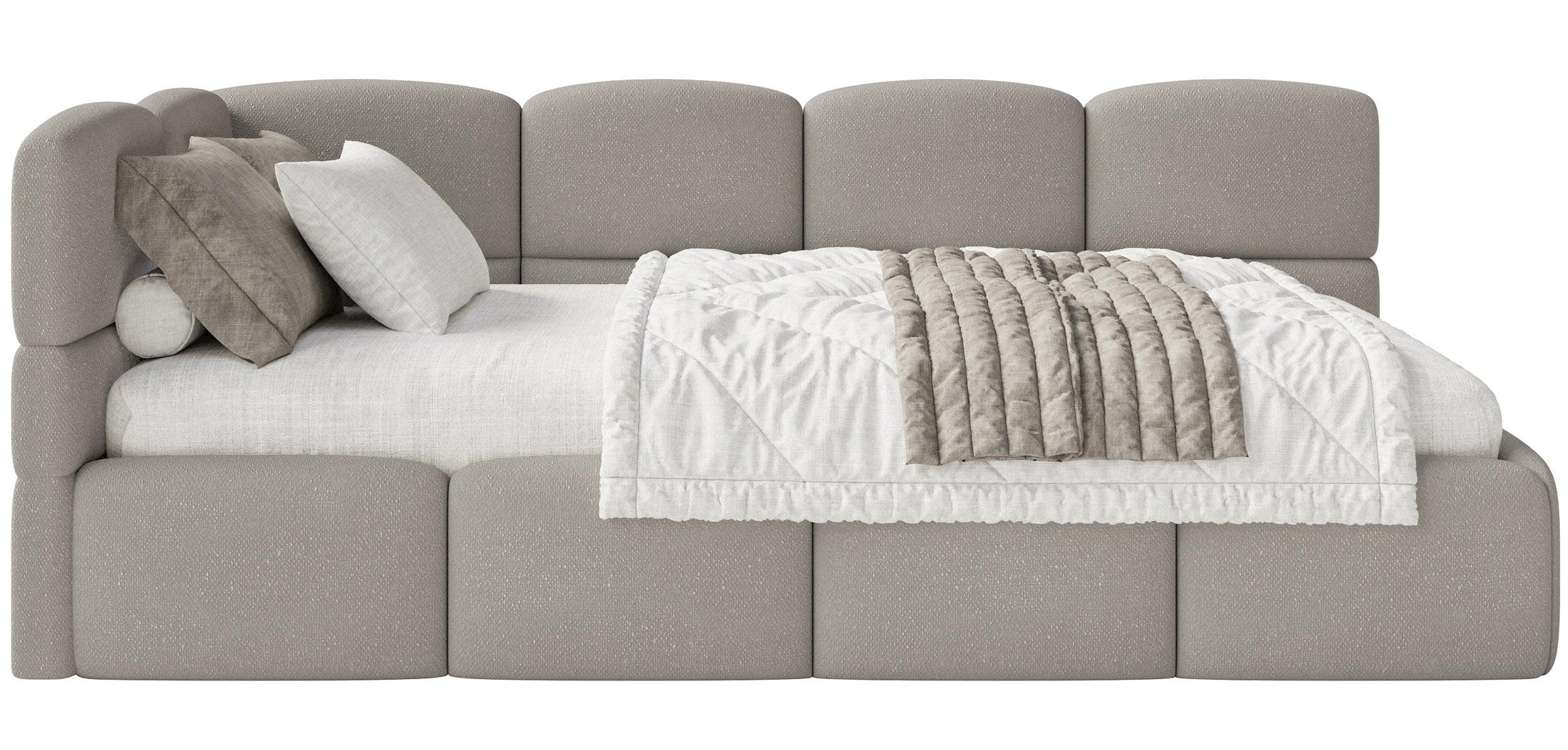JUGENDBETT Cloudy Hellbraun 120 x 200 cm - Hellbraun/Schwarz, Kunststoff/Textil (120/200cm) - Selsey