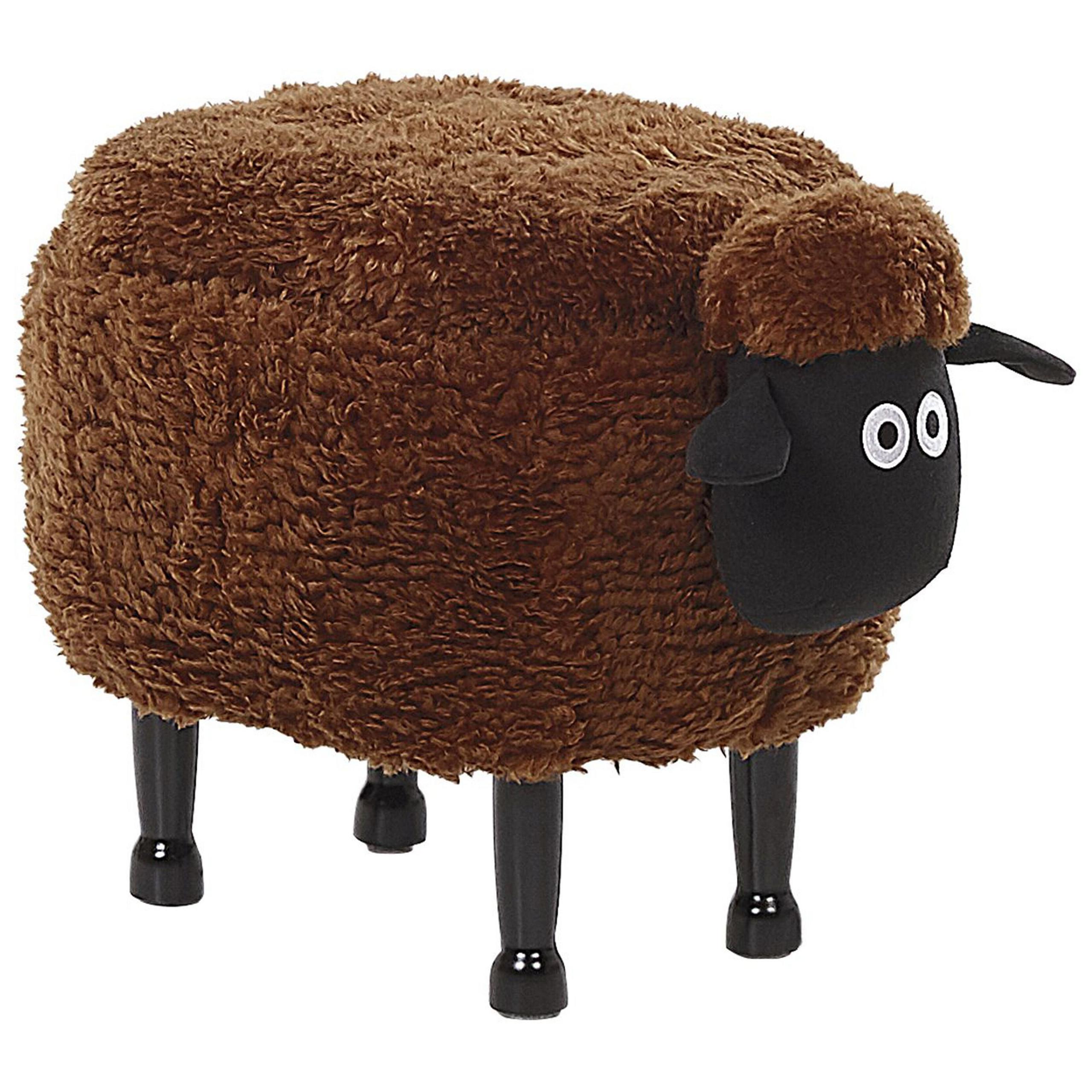 TIERHOCKER Braun Sheep 35/55/40 cm - Braun, Kunststoff/Textil (55/40/35cm) - Beliani