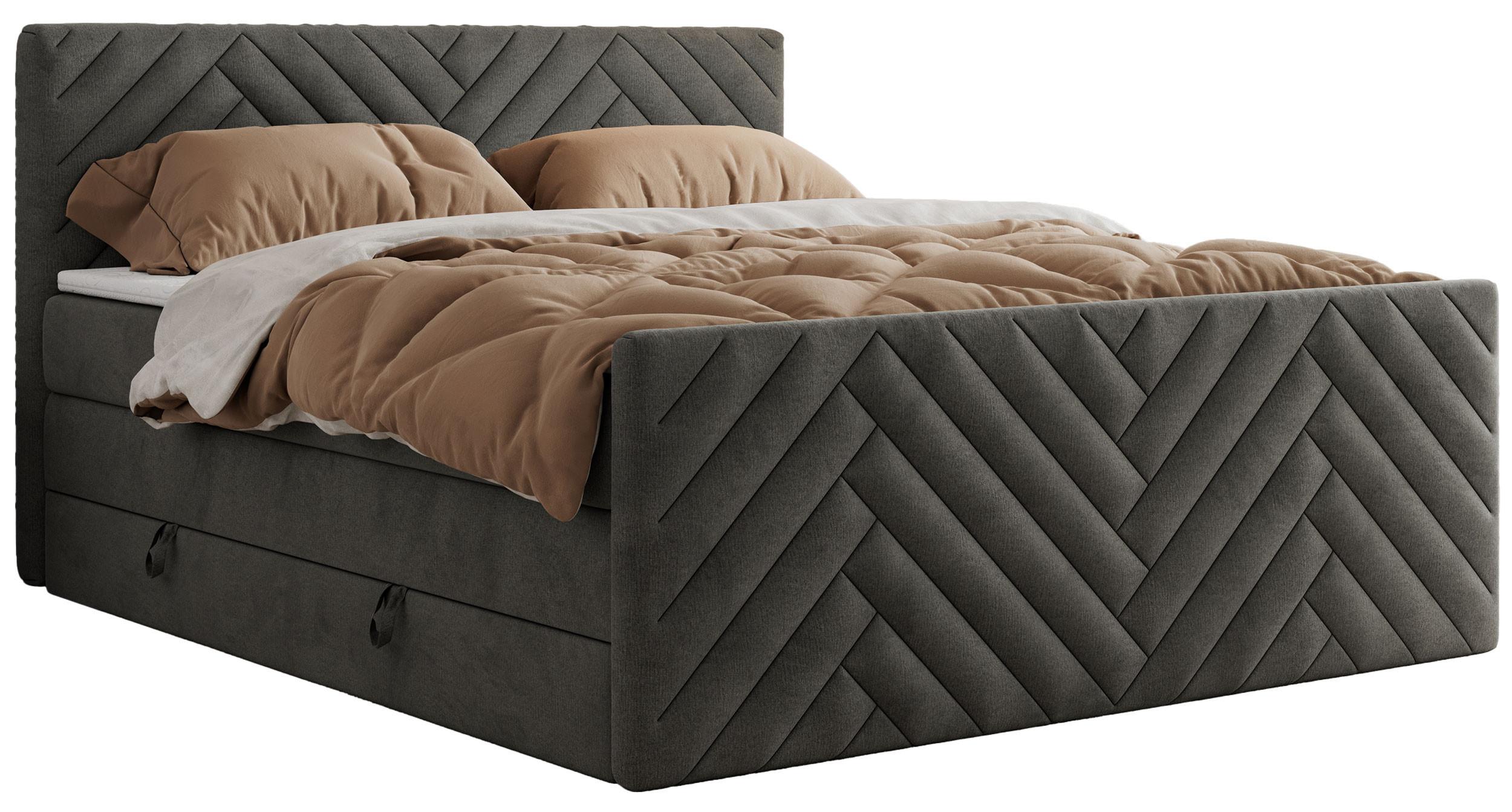 BOXSPRINGBETT PARIS KING DUO - 160/200 - Dunkelgrau Velvet - H3 - Dunkelgrau, Holz/Textil (160/200cm) - MKS