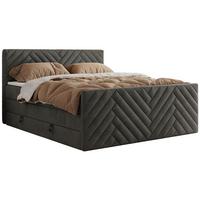 BOXSPRINGBETT PARIS KING DUO - 160/200 - Dunkelgrau Velvet - H3 - Dunkelgrau, Holz/Textil (160/200cm) - MKS