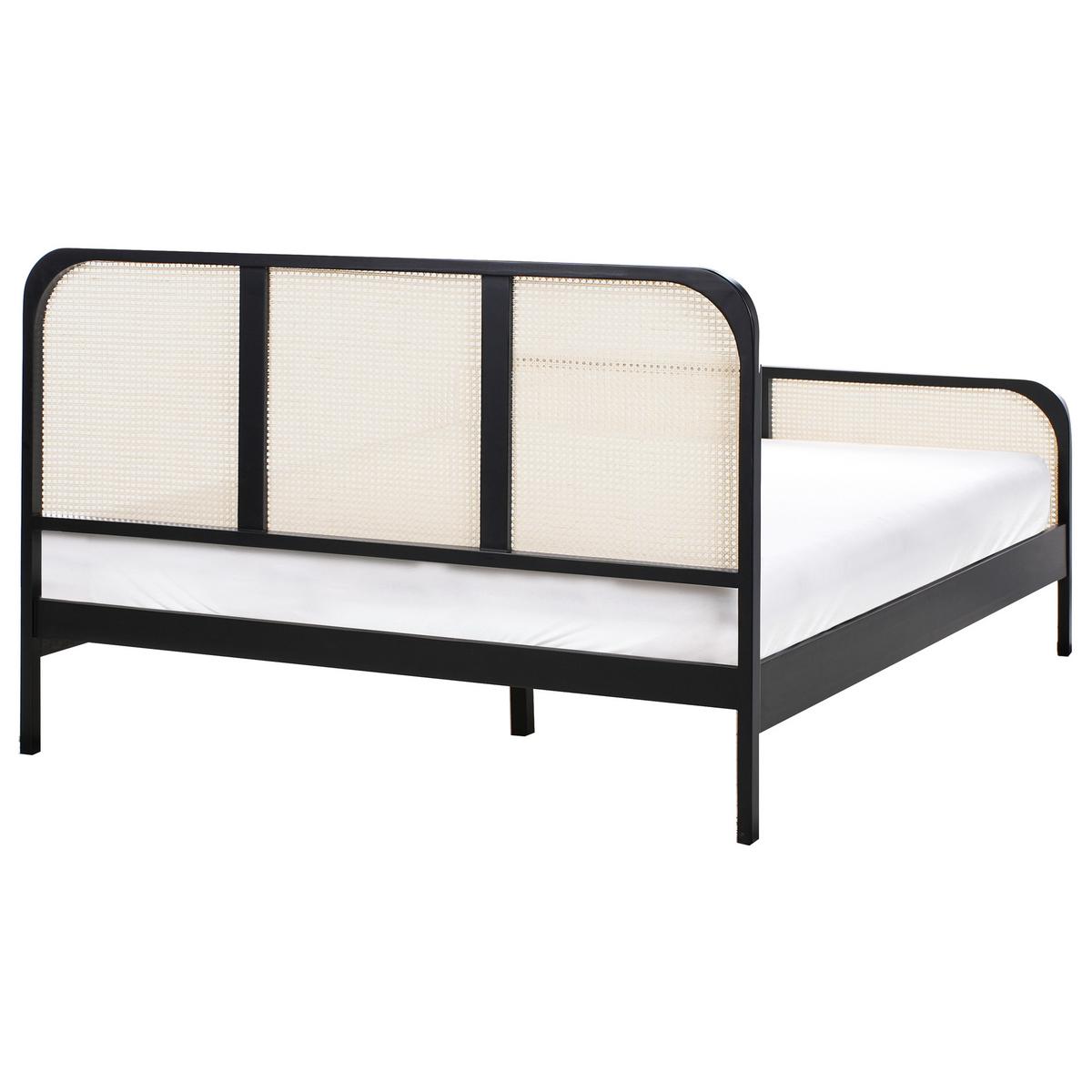 BETT mit Lattenrost 160/200 cm Hellbraun Gonfaron - Hellbraun/Schwarz, Holz (160/200cm) - Beliani