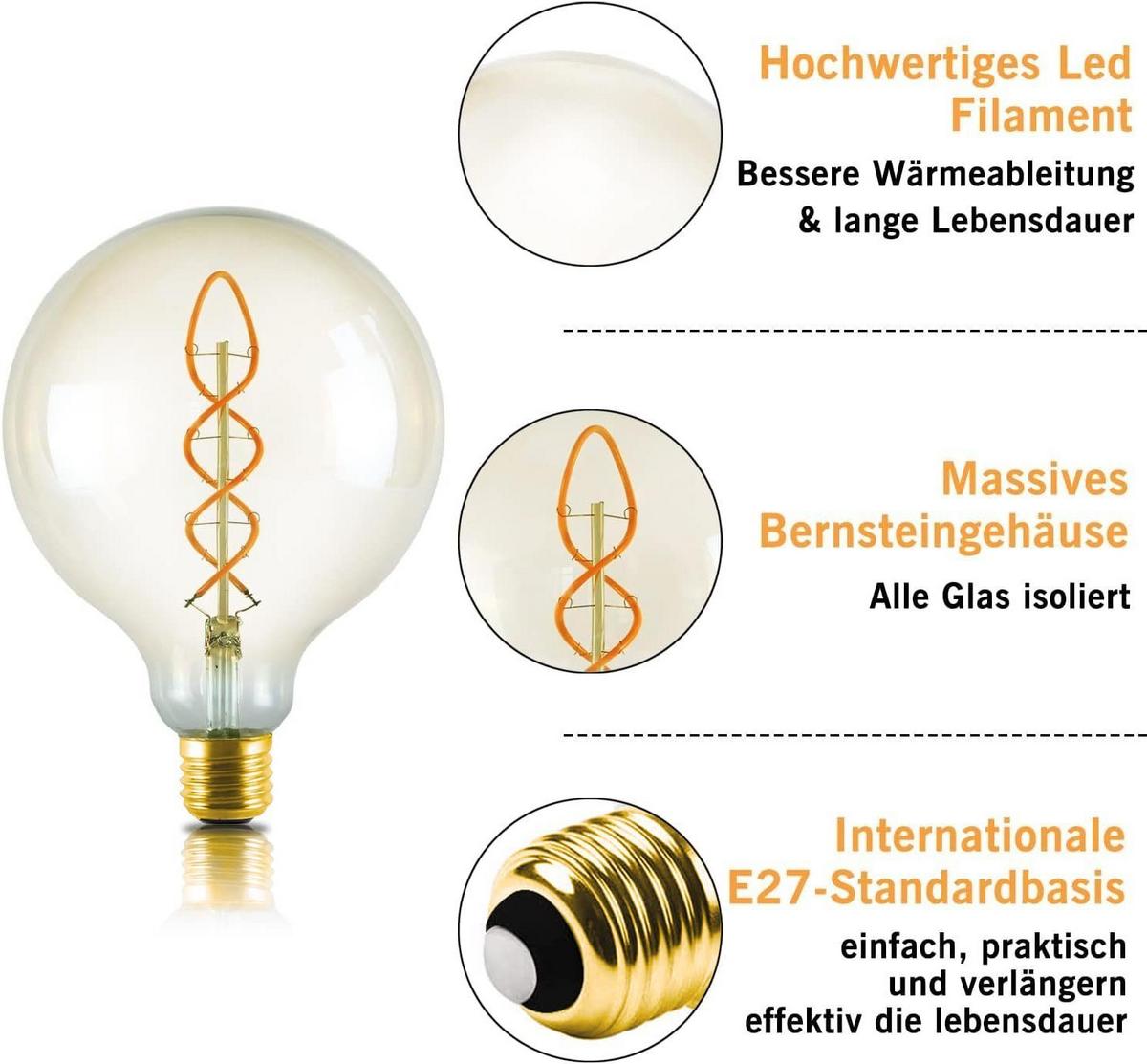 LEUCHTMITTEL Electralyntha 8/8/12.5 cm - Goldfarben, Glas (8/12.5cm) - ZMH
