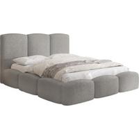 POLSTERBETT Harmony mit Bettkasten, Grau Boucle 120x200 cm - Birkefarben/Hellgrau, Holzwerkstoff/Kunststoff (120/200cm) - WFL GROUP