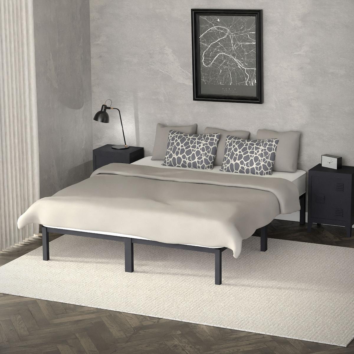 METALLBETT 160x200 cm mit Lattenrost Anthrazit auf Stahlrahmen - Anthrazit, Metall (160/200cm) - ML-DESIGN