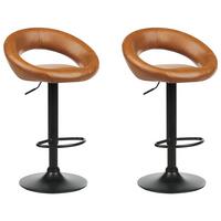BARHOCKER 2er-Set Kunstleder goldbraun/schwarz höhenverstellbar Peoria - Schwarz/Braun, Kunststoff (53/79/48cm) - Beliani