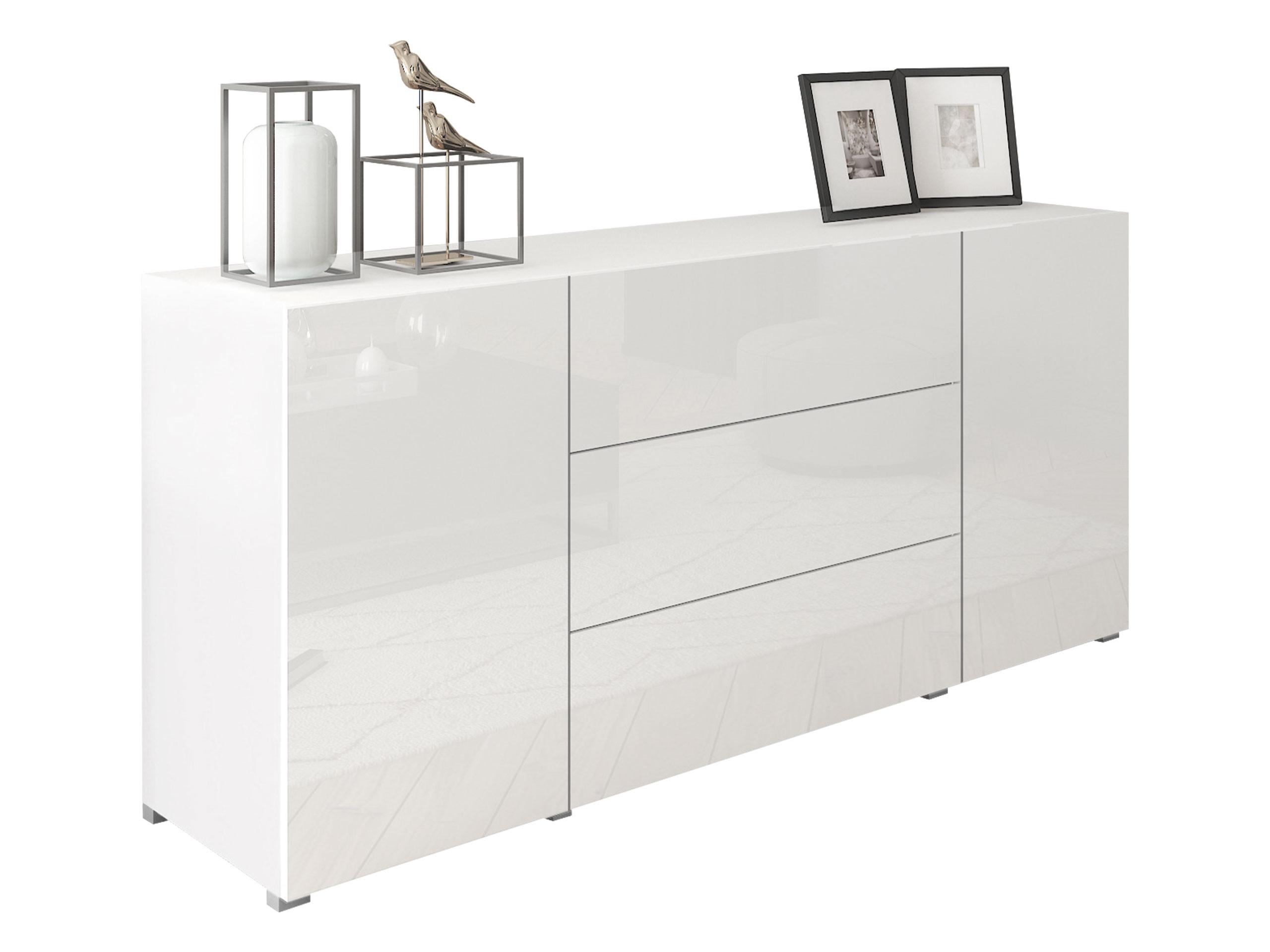 SIDEBOARD Berlin 150 - Weiß Hochglanz/Alufarben, Holzwerkstoff/Kunststoff (150/68/39cm) - MIRJAN24