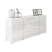 SIDEBOARD Berlin 150 - Weiß Hochglanz/Alufarben, Holzwerkstoff/Kunststoff (150/68/39cm) - MIRJAN24