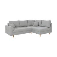 ECKSOFA Alma Hellgrau Cord - Ottomane rechts - Hellgrau/Braun, Holz/Textil (231/161cm) - S-Style Möbel