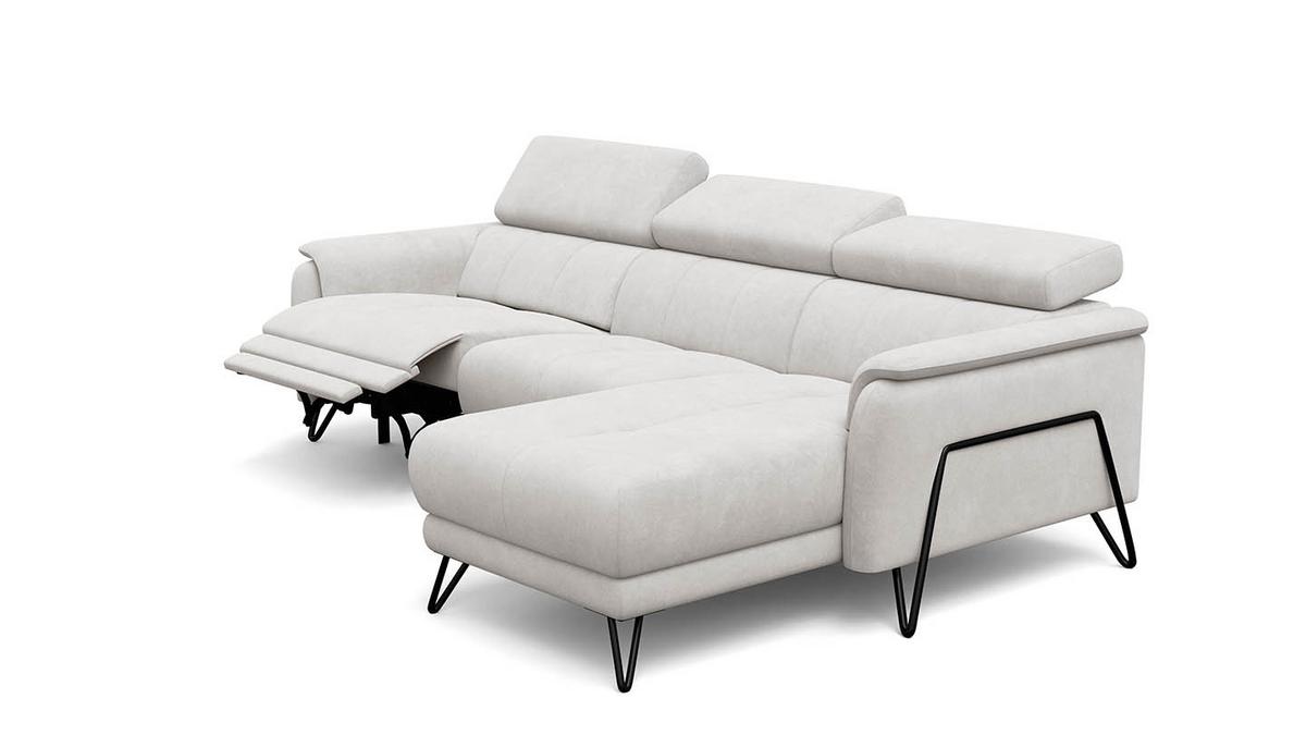 ECKSOFA RODEN 4-Sitzer mit Relax, creme, Veloursstoff - Creme, Holz/Textil (268/92cm) - Wozimo