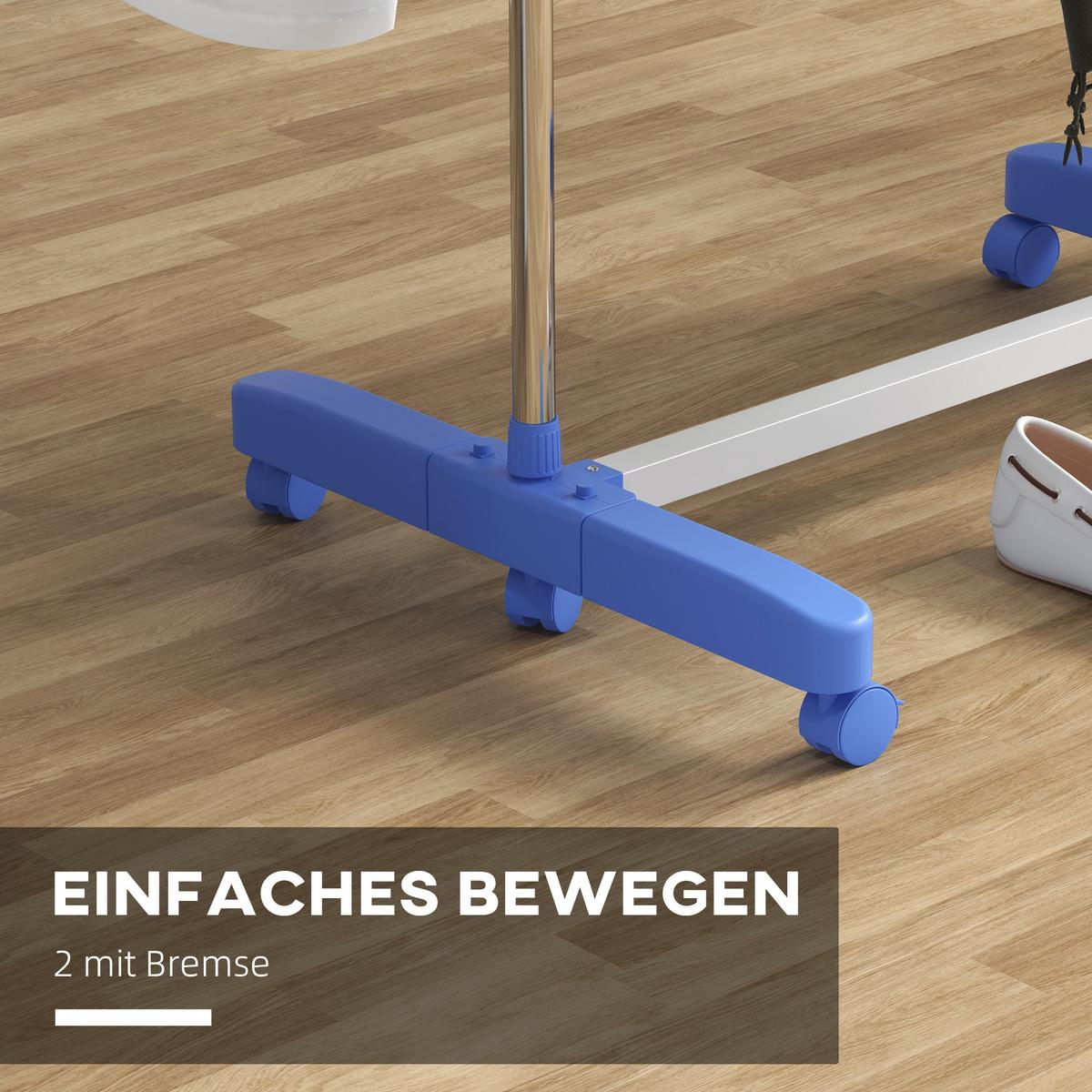 WÄSCHESTÄNDER Weiß - Blau, Metall (55/152/142cm) - HOMCOM
