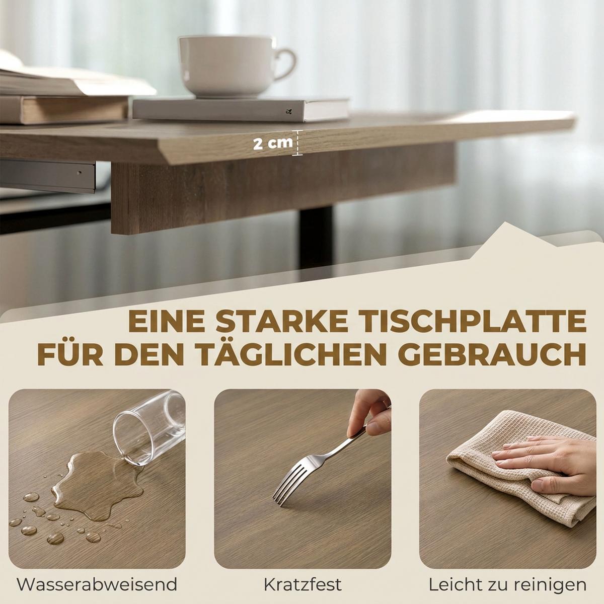AUSZIEHBARER Esstisch MDF Braun - Schwarz/Braun, Holzwerkstoff (180/80/75cm) - HOMCOM
