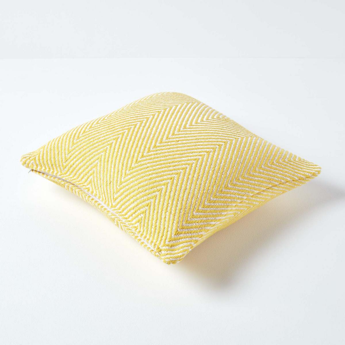 KISSENHÜLLE Halden Fischgrät 45/45 cm - Gelb, Textil (45/45cm) - Homescapes