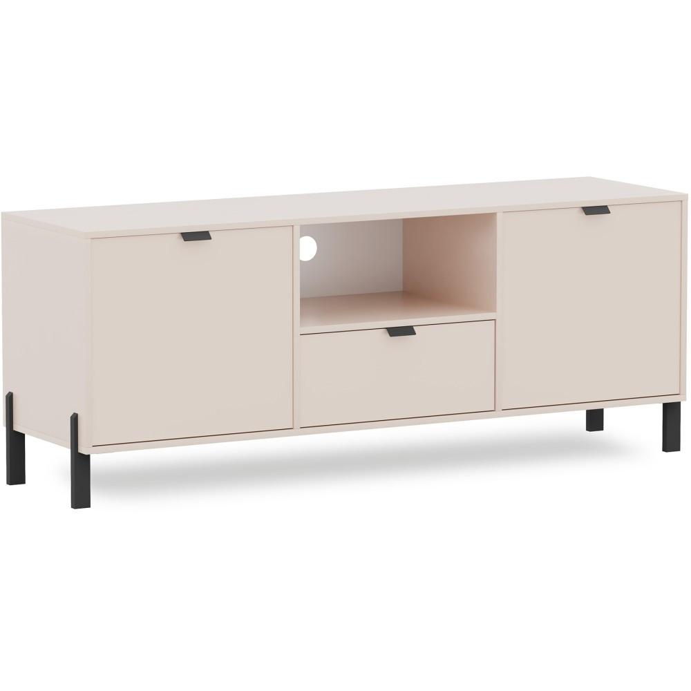 LOWBOARD Cortina mit 2 Türen und 1 Schublade, Sandbeige - Sandfarben/Schwarz, Holzwerkstoff (161/62/45cm) - Beautysofa