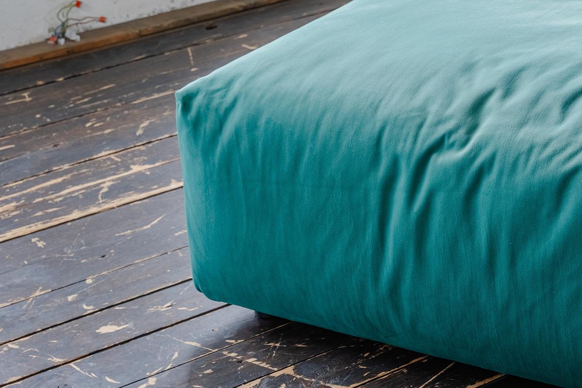HOCKER MIA Grün Velvet - Schwarz/Grün, Kunststoff/Textil (117/47/84cm) - KAWOLA