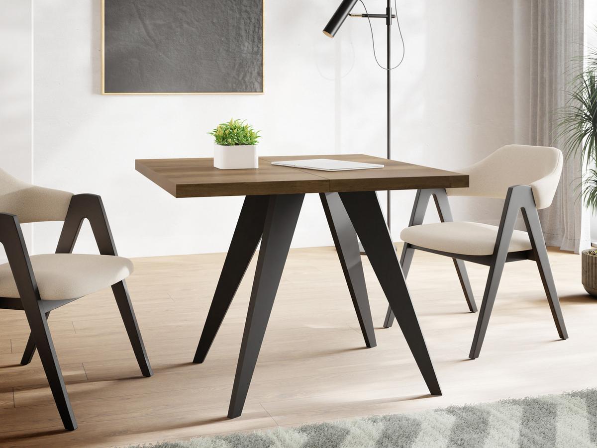 ESSTISCH Quadro quadratischer ausziehbarer, Lefkas Eiche 100-200/100/76 cm - Alteiche/Schwarz, Holz/Holzwerkstoff (100/200/76cm) - WFL GROUP