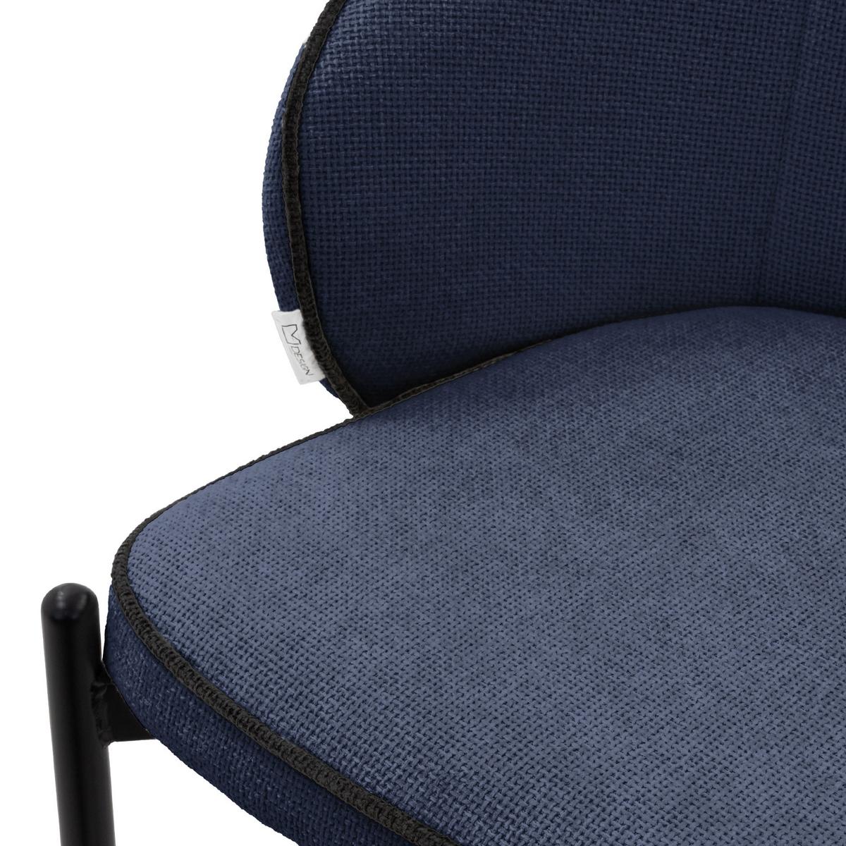 BARHOCKER 2er Set Dunkelblau mit Stoffbezug - Schwarz/Dunkelblau, Textil/Metall (50/101/54cm) - ML-DESIGN
