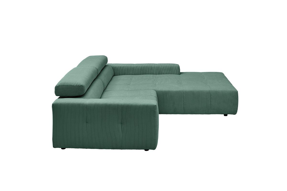 ECKSOFA RENO Smaragdgrün Cord - Smaragdgrün/Schwarz, Kunststoff/Textil (258/217cm) - KAWOLA
