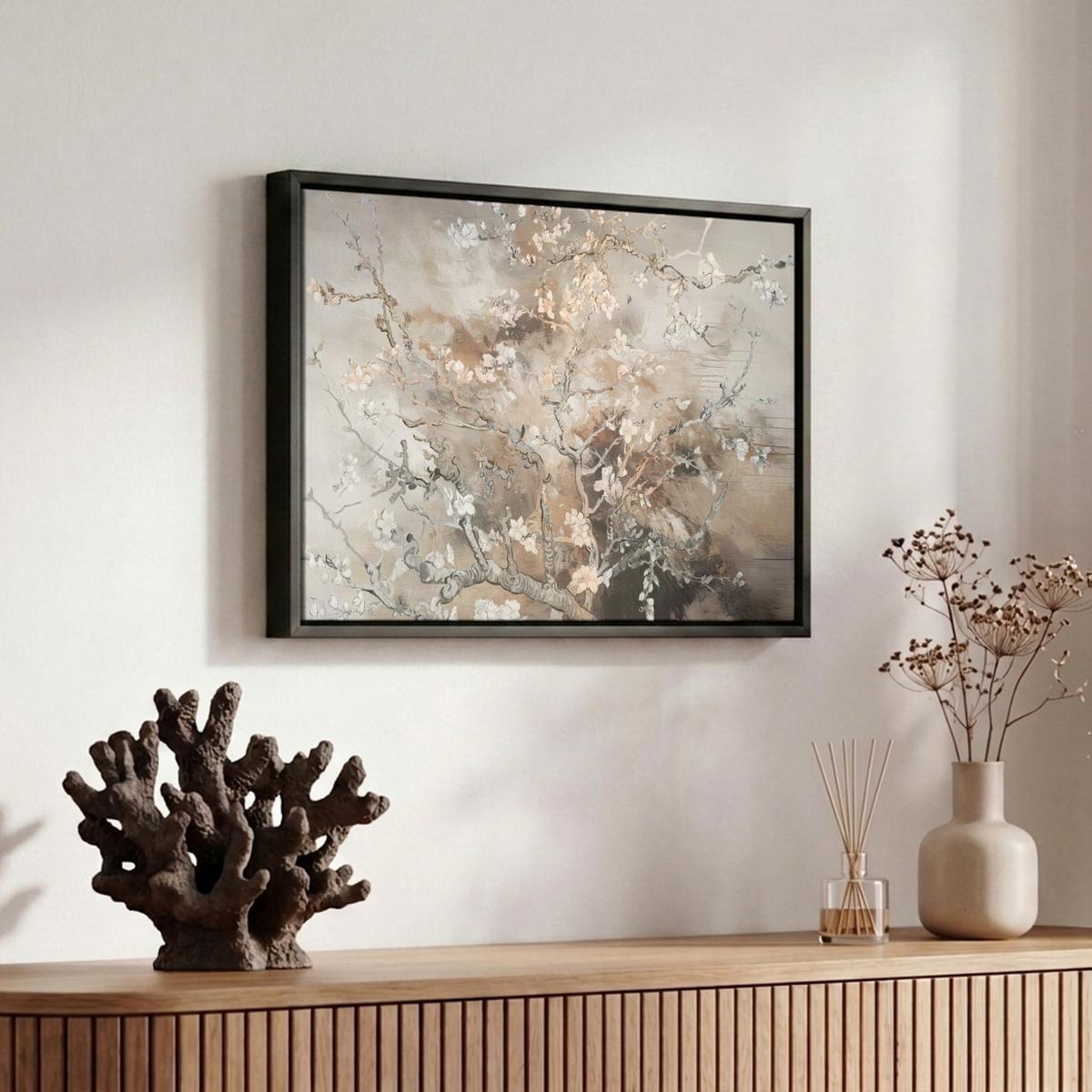LEINWAND Bilder mit Rahmen - Mandelblüte - Kunst - Van Gogh - Beige - Abstrakt - 30x20 - Braun, Textil (30/20cm) - MuchoWow