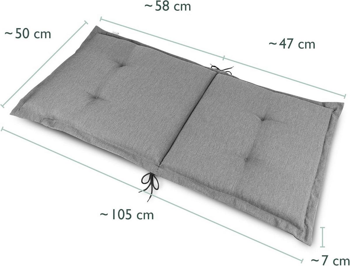 NIEDERLEHNERAUFLAGE Highlux HL 105x50x7cm Hellgrau (6tlg) - Hellgrau, Textil (50/7/105cm) - Beautissu 