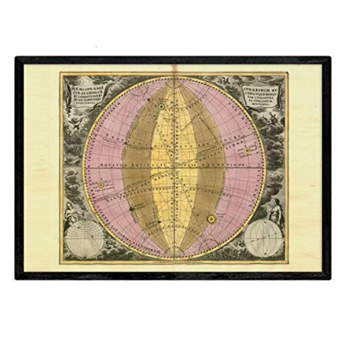 POSTER Set mit 4 alten astronomischen Karten A3 Rahmenlos - Klar, Papier (29.7/3cm) - Nacnic