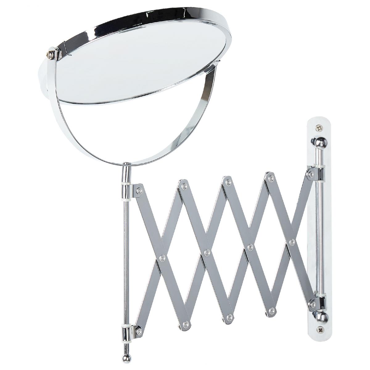 WANDSPIEGEL mit Ausziehfunktion 19 cm Silber Yvelines - Silberfarben, Metall (5/57/36cm) - Beliani