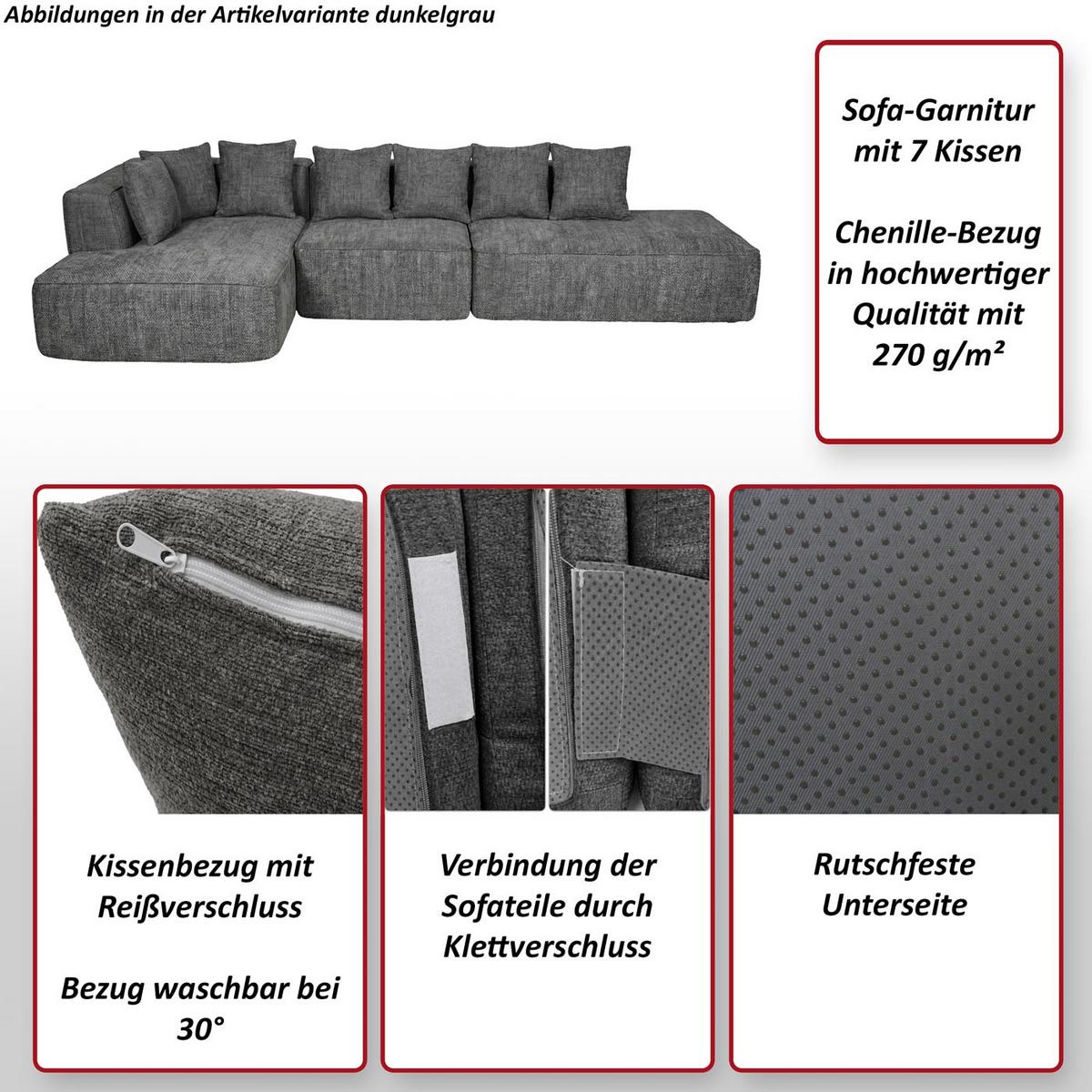 SOFA-GARNITUR Dunkelgrau - Dunkelgrau, Textil (310/60/150cm) - MCW