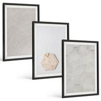 BILDER SET 3er Set - 40x60 cm Schwarzer Rahmen - Leichte Boho-Sandtexturen - Schwarz, Kunststoff (40/60cm) - TULUP