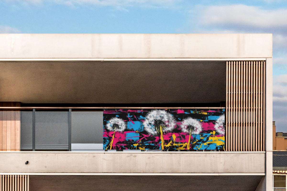 BALKON-SICHTSCHUTZ Straßenkunst - Bunt - Wand Windschutz 300x100 cm - Schwarz, Kunststoff (300/100cm) - MuchoWow