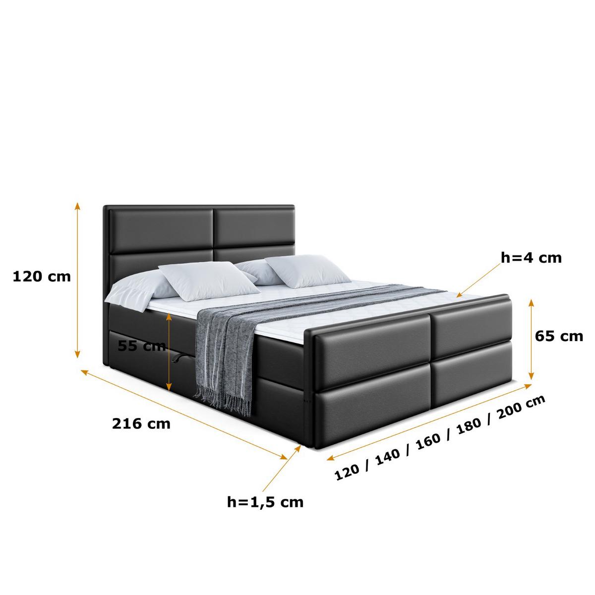 BOXBETT AURA-Z - 180 x 200 - H4 - Schwarz Hochglanz - Schwarz Hochglanz, Holzwerkstoff (180/200cm) - ALTDECOR