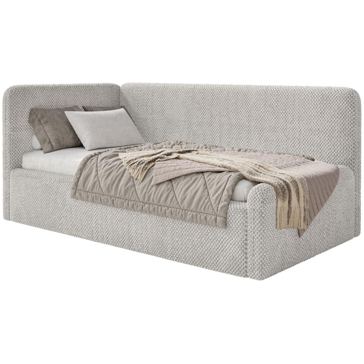 JUGENDBETT Fanko Plüsch Graubeige 90x200 cm - Taupe/Schwarz, Kunststoff/Textil (90/200cm) - Selsey