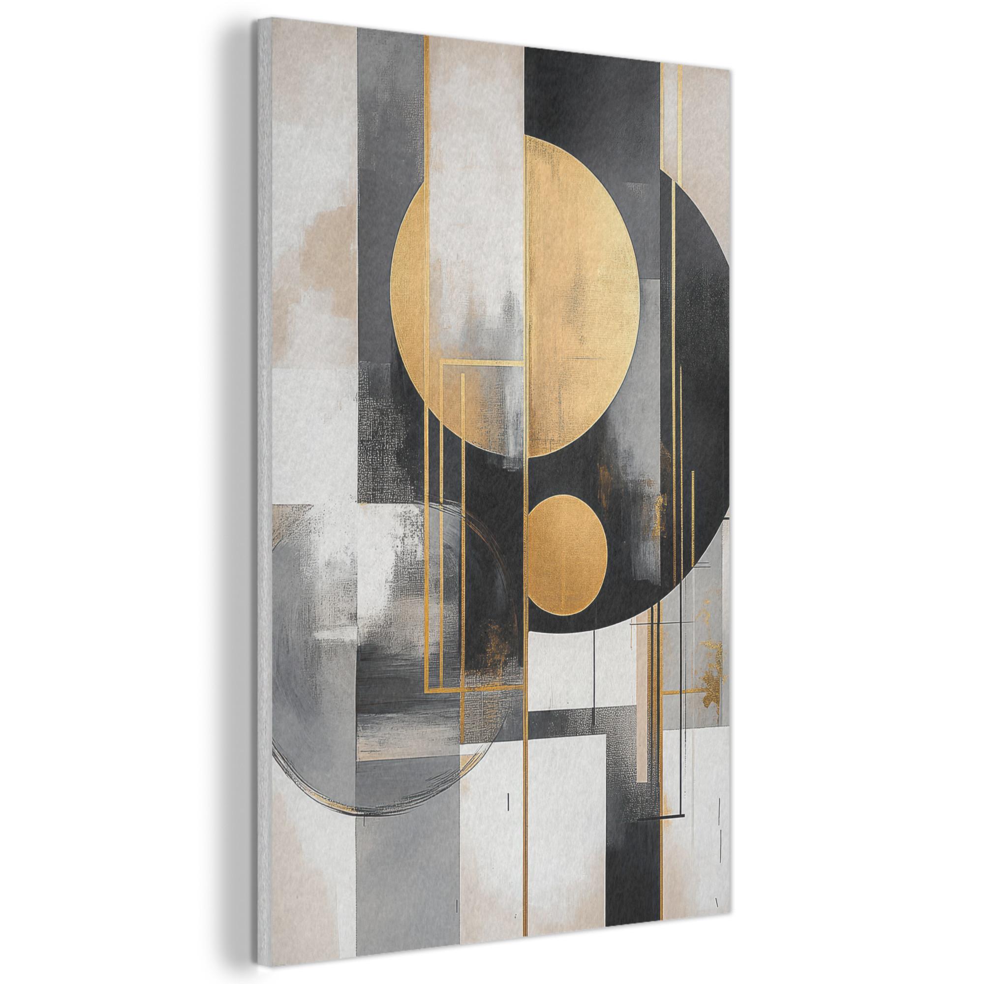 AKUSTIKBILD Abstrakt - Gold - Silber - Formen - Ästhetisch - Modern Wanddeko 60x90 cm - Goldfarben, Kunststoff (60/90/0.9cm) - MuchoWow