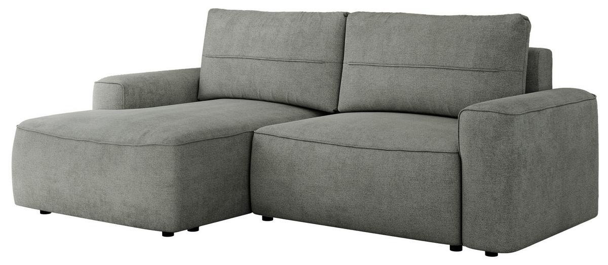 ECKSOFA BELLUNO L Grau Strukture - Links - Schwarz/Grau, Textil (144/233cm) - MKS