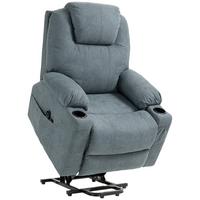 FERNSEHSESSEL mit Aufstehhilfe, Dunkelgrau - Dunkelgrau/Schwarz, Textil/Metall (90/107/101cm) - HOMCOM