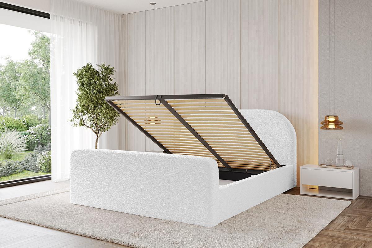 POLSTERBETT mit Bettkasten, Fußteil und Lattenrost, Boxbett ohne Matratze - TIVON-Z 180x200 Weiß - Weiß, Holzwerkstoff/Textil (180/200cm) - ALTDECOR