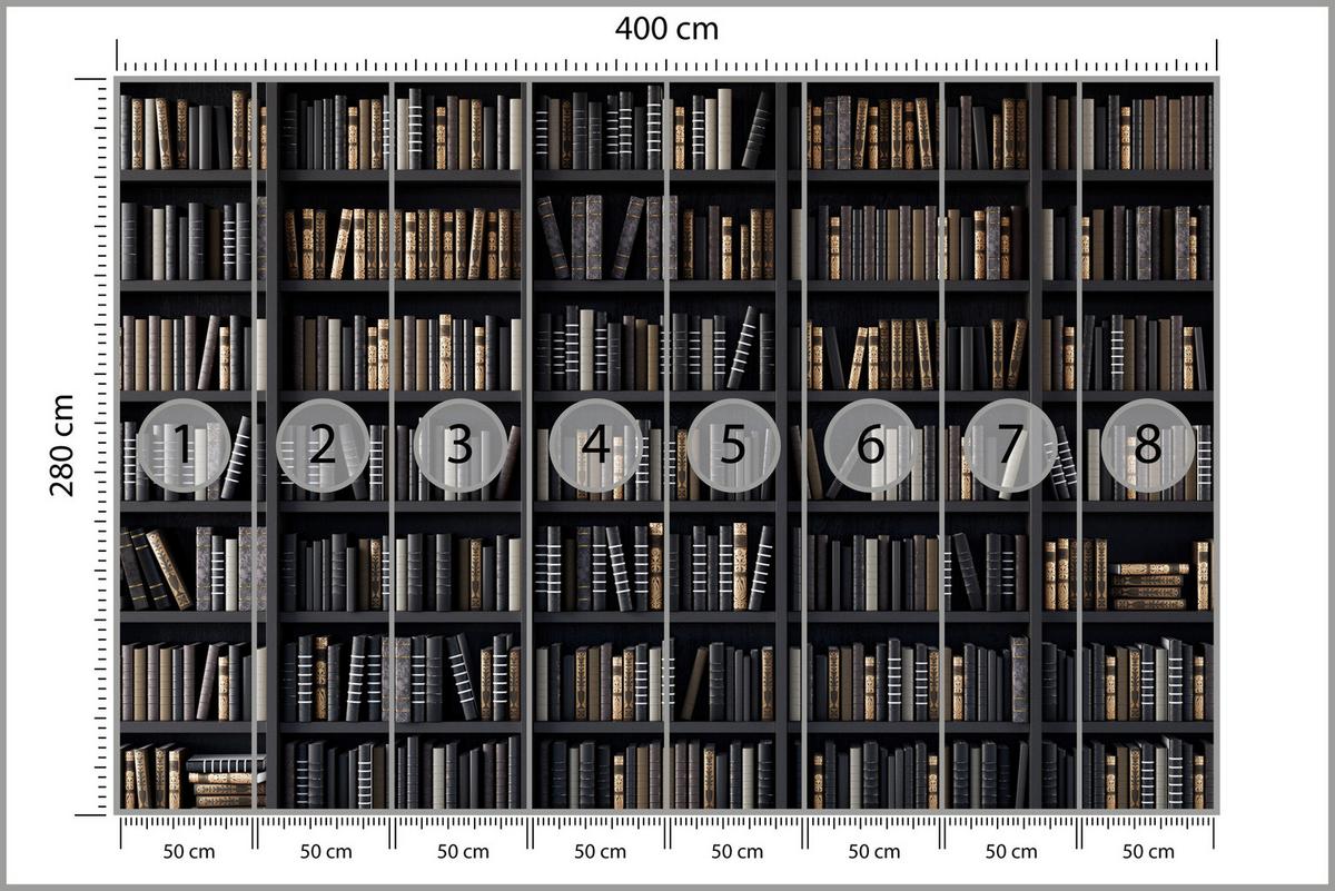 FOTOTAPETE für Büro Bücherregale Bibliothek Literatur 400x280 - Beige/Creme, Papier (400/280cm) - Muralo